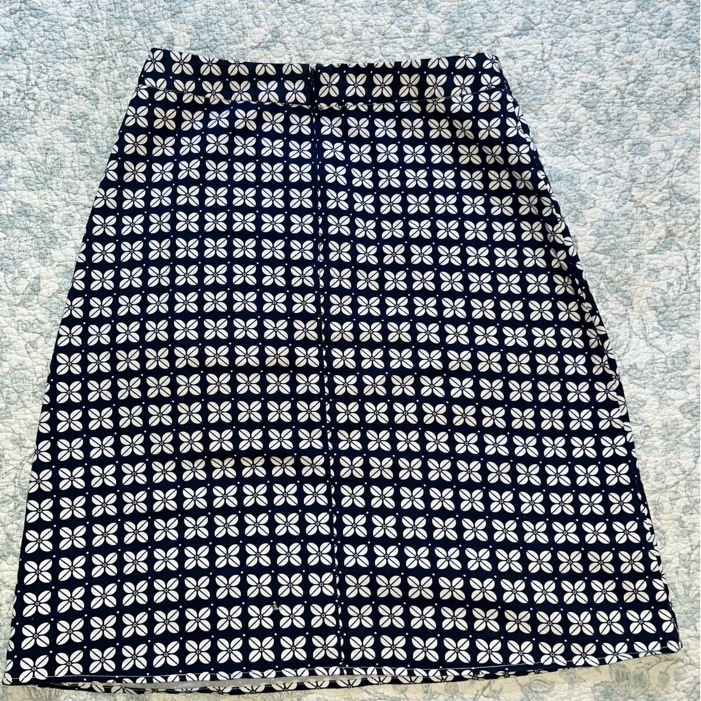 DownEast Blue and White A-Line Skirt Knee-Length (1-140) - Picture 7 of 13